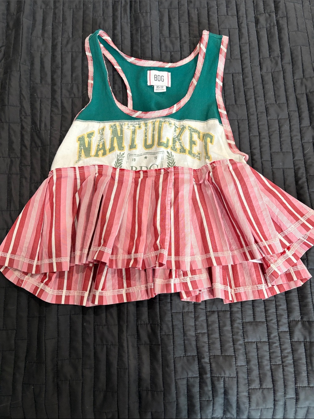 NW/OT! BDG Spliced Graphic Pleated Peplum Tank Top - Nantucket Edition
